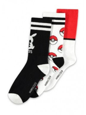 Pack de tres calcetines Pokemon Pokeball