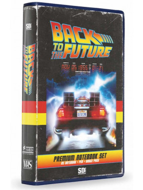 SET PAPELERIA VHS (LIBRETA, CHAPAS Y BOLIGRAFO) REGRESO AL FUTURO