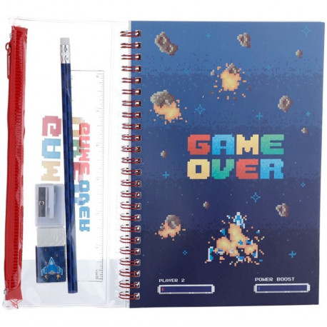 Set de papeterie Game Over Retrogaming