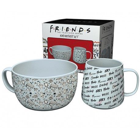 Set de tasses à déjeuner avec icônes d'amis