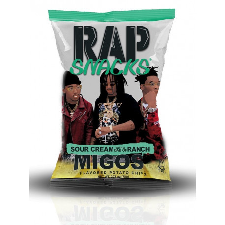 RAP SNACKS MIGOS CHIPS SOUR CREAM CON SALSA RANCH