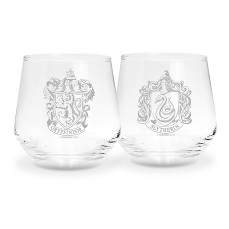 HARRY POTTER - 2 Glass Set Gryffindor & Slytherin