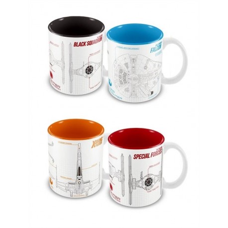 Pack 4 tazas Naves de Star Wars