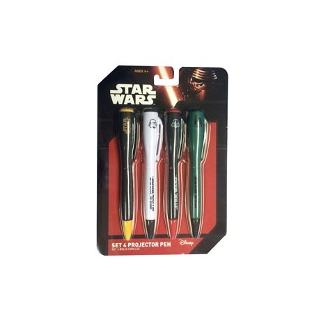 Set 4 boligrafos proyector luz Star Wars