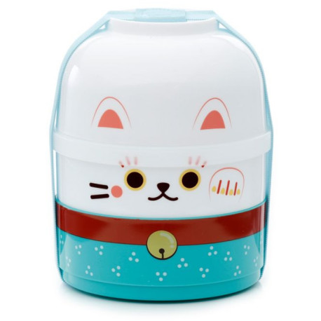 Fiambrera Táper Bento Redondo con Compartimentos Gato de la Suerte Maneki Neko