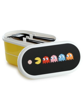 Fiambrera Táper con Compartimentos y Cubiertos Pac-Man