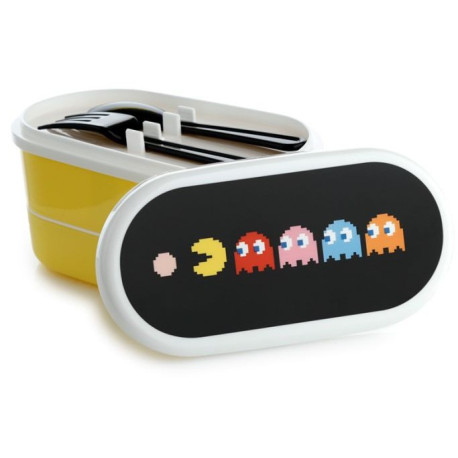 Fiambrera Táper con Compartimentos y Cubiertos Pac-Man