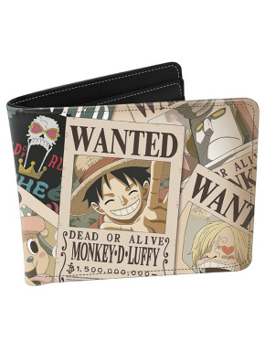 Carteira One Piece com personagens procurados