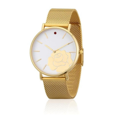 RELOJ DE PULSERA DISNEY LA BELLA Y LA BESTIA ACERO INOXIDABLE Y BAÑO DE ORO