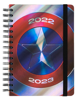 AGENDA ESCOLAR 2022/2023 SEMANA VISTA A5 12 MESES MARVEL CAPITAN AMERICA ESCUDO