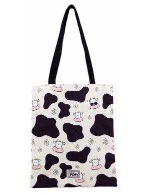 Oh My Pop! Cow Bolsa de la Compra Shopping Bag, Beige