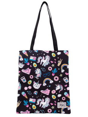 Oh My Pop! Illusion Bolsa de la Compra Shopping Bag, Negro