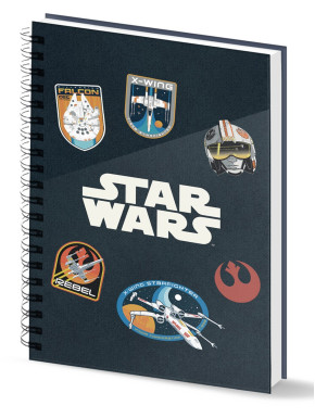 Star Wars Pilot Cuaderno A5 Papel Cuadriculado, Negro