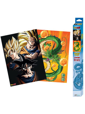 Conjunto de 2 cartazes Goku e Shenron Dragon Ball