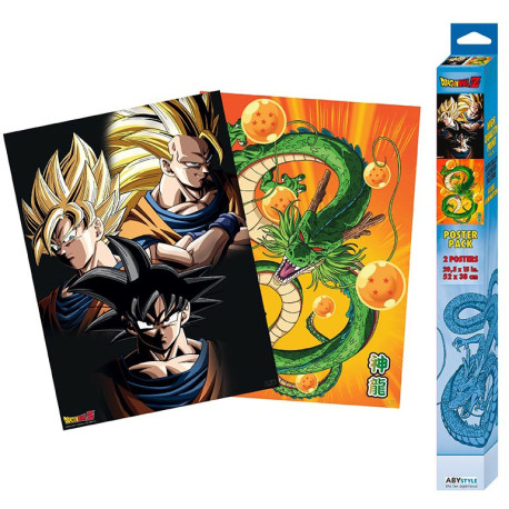 Conjunto de 2 cartazes Goku e Shenron Dragon Ball