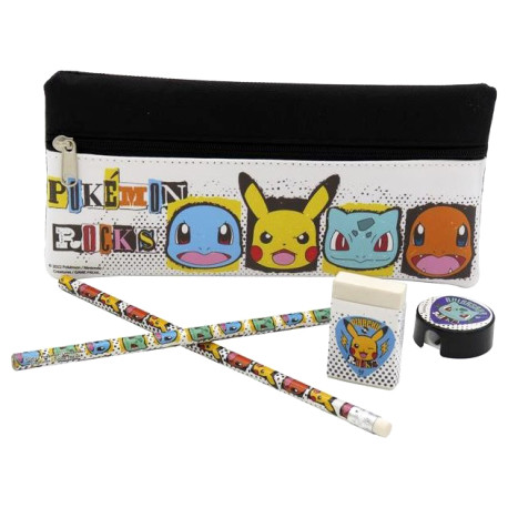 Conjunto de papelaria com Estojo Pokemon