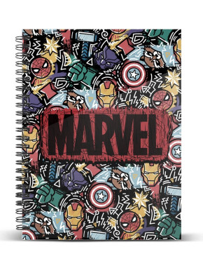 Los Vengadores Fun Cuaderno A5 Papel Cuadriculado, Negro