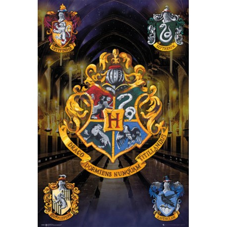 Affiche Harry Potter boucliers des maisons