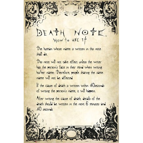 Poster Death Note instrucciones