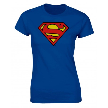 T-shirt Superman logo blauw meisje