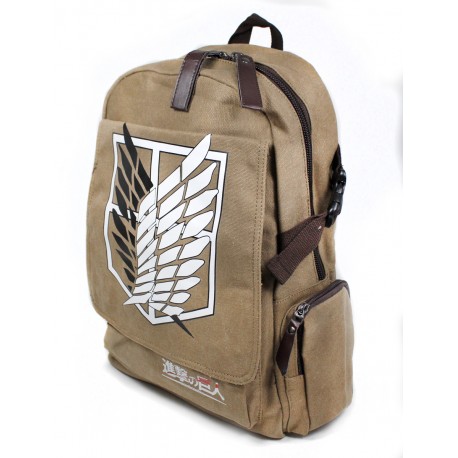 Mochila bolso marron Attack on Titan ataque titanes