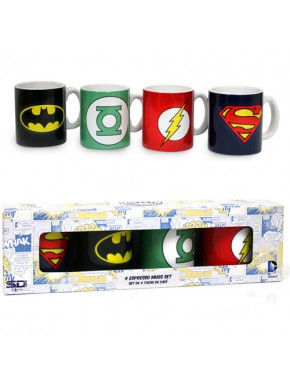Conjunto de 4 mini canecas DC Comics oficial