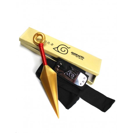 Ensemble bandeau konoha et kunai or Naruto 26 cm