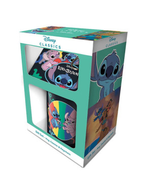 Set de taza, posavasos y llavero de Lilo y Stitch