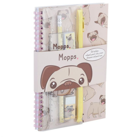 Libreta con Anillas y Estuche Perro Pug Carlino