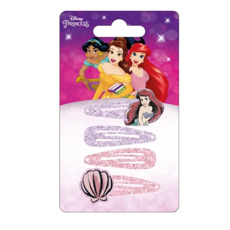 ACCESORIOS PELO CLIPS 4 PIEZAS PRINCESS