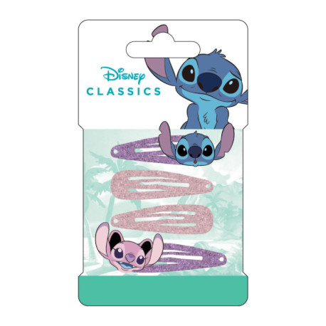 ACCESORIOS PELO CLIPS 4 PIEZAS STITCH