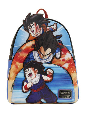 Mochila Dragon Ball Loungefly com três personagens