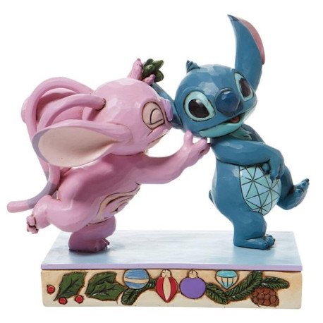 Figura decorativa Stitch y Angel con muérdago
