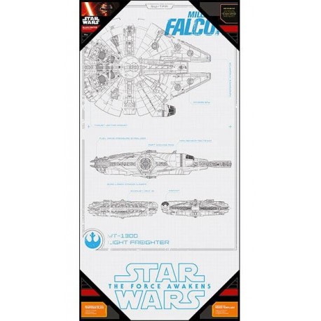 Affiche de verre Star Wars Plans Faucon Millenium