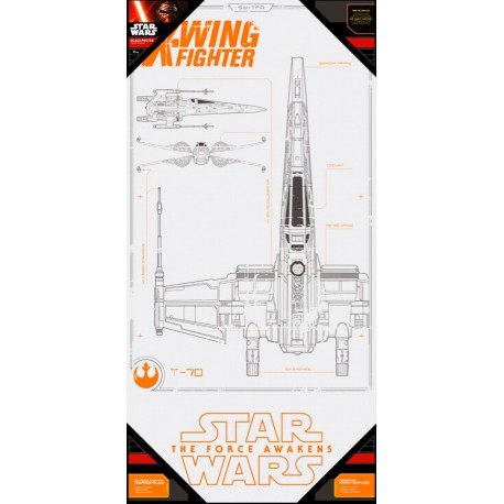 Poster vidrio Star Wars Planos X-Wing