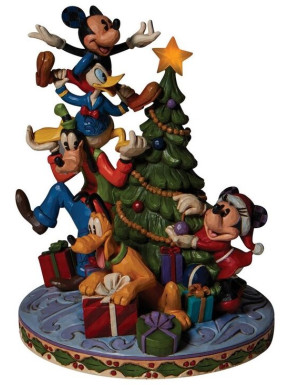 Figura Enesco Mickey y amigos adornando el árbol