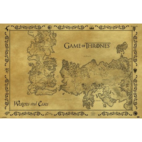 Poster map Game Thrones Westeros and Are