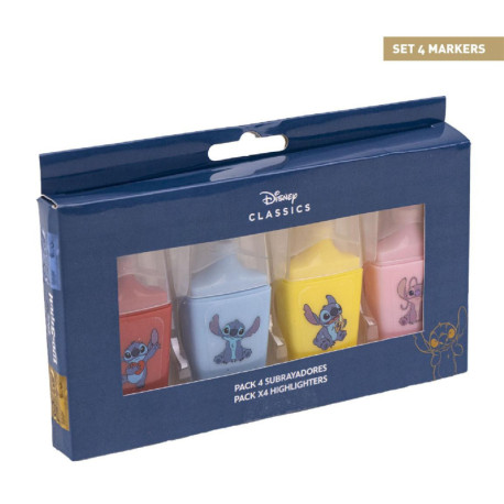 Pack de 4 surligneurs Stitch