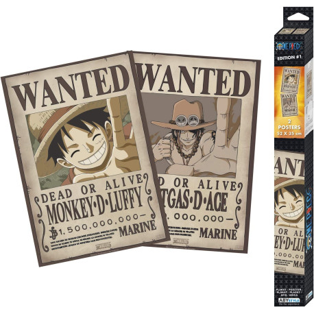 Set 2 Pósters Wanted Ace y Luffy One Piece