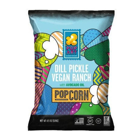 Palomitas de rancho vegano y encurtidos Pop Art 128gr