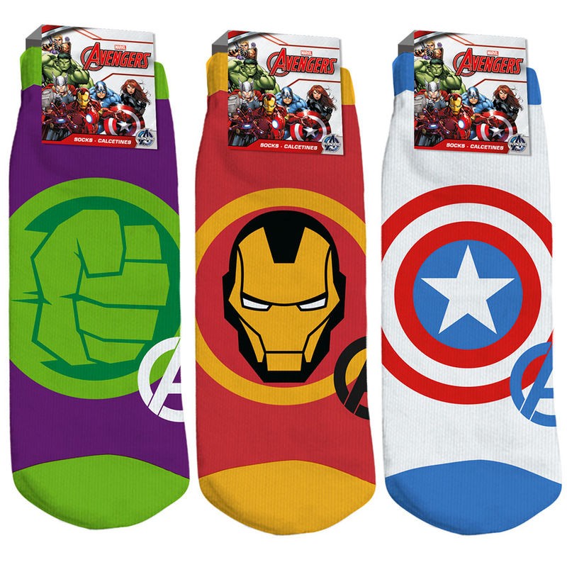 Calcetines 4 X Marvel Los Vengadores Calcetines Iron Man Hulk Capitán América UK Size 9-12 