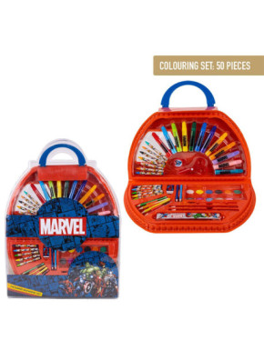 SET PAPELERÍA COLOREABLE 50 PIEZAS MARVEL