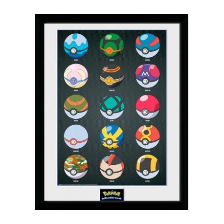 Poster Ingelijst Pokemon Pokeballs