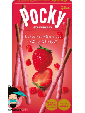 Lanche Pocky Strawberry Flavoured Snack Sticks Tsubutsubu Ichigo Heartful