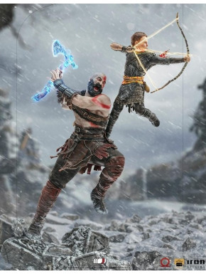 FIGURA ART SCALE GOD OF WAR KRATOS Y ATREUS