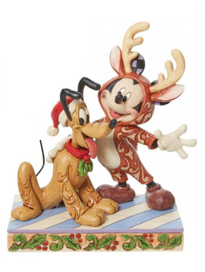 Figura Mickey y Pluto Navidad Enesco