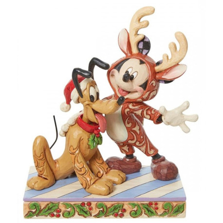 Figura Mickey y Pluto Navidad Enesco