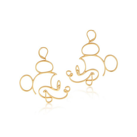 Pendientes Largos Disney Mickey Mouse Baño De Oro