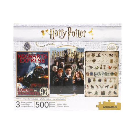 Set De 3 Puzzles 500 Piezas Harry Potter