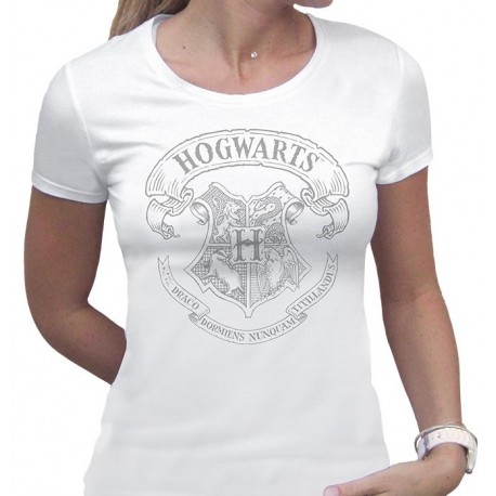 Camiseta chica Harry Potter Hogwarts white